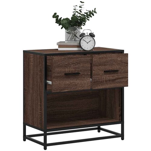 VidaXL Noćni ormarić smeđi hrast 60x31x60 cm Konstruirano drvo i metal Slike