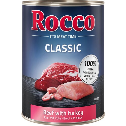  Varčno pakiranje Rocco Classic 24 x 400 g - Govedina s puranom Cene