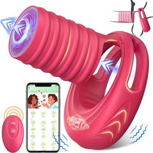SuperLove Vibrating Cock Ring Penis Sleeve with Remote Red Cijene