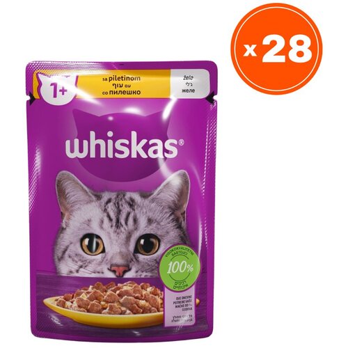 Whiskas Vlažna hrana za mačke, Piletina, 85 g, 28 komada Cene