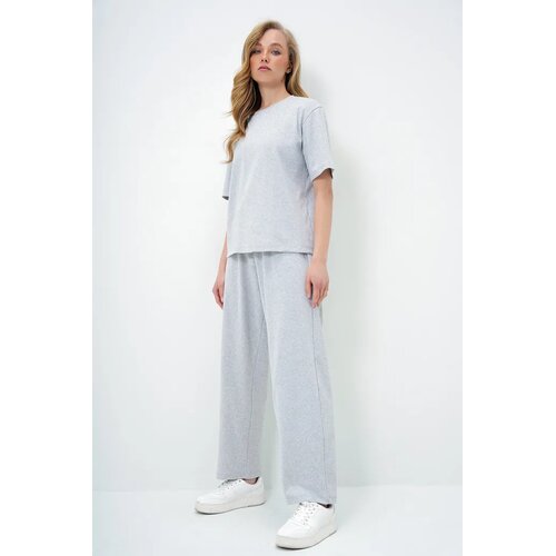 Trend Alacati Stili Ženski komplet majica i pantalone Alc-X13878, Svetlosivi Cene