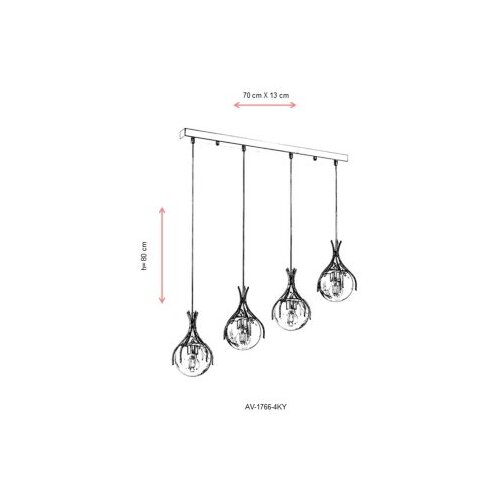 Opviq Luster AV-1766-4KY, 80 cm, 4xE27, IP20 Slike