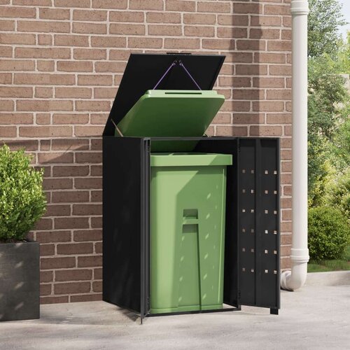 vidaXL Spremište za jednu kantu za otpad crno 69 x 79 x 117 cm čelično Cijene