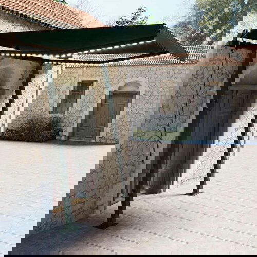 vidaXL ročna zložljiva tenda z led lučkami 3,5x2,5 m antracitna Cene
