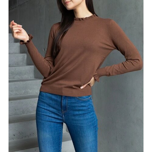 UR/CEO Brown soft sweater with ruffle detail Luel Cene