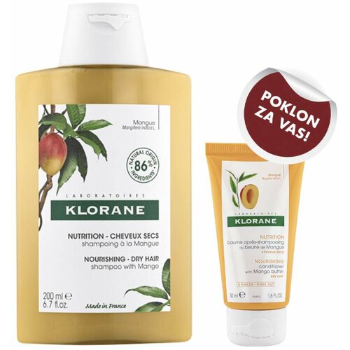 Klorane mango šampon, 200 ml + mango balzam za kosu, 50 ml gratis Slike