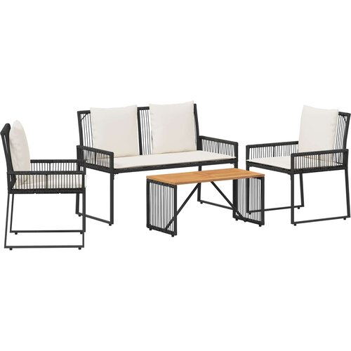  Set vanjskog namje&amp;scaron;taja 4 pcs Crna i krem-bijela poliratan Slike