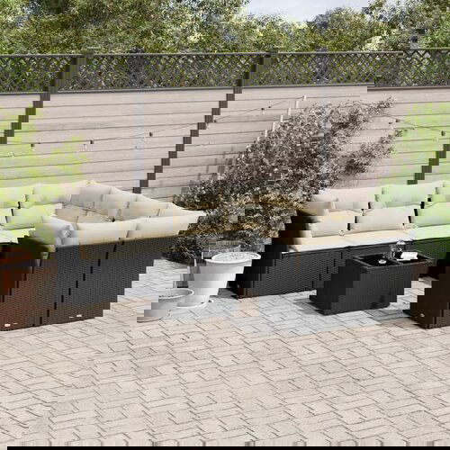 vidaXL 9-dijelni set vrtnih sofa s jastucima crni od poliratana Cijene