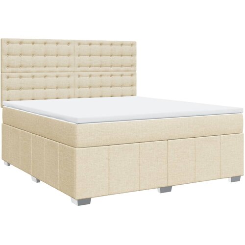 vidaXL Box spring postelja z vzmetnico krem 180x200 cm blago, (21306349) Cene