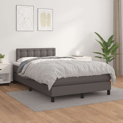  Box spring postelja z vzmetnico siv 120x200 cm umetno usnje, (20725701) Cene
