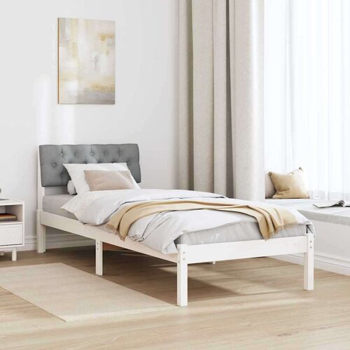  Okvir kreveta s uzglavljem Bijela i svijetlosiva 75 x 190 cm Slike