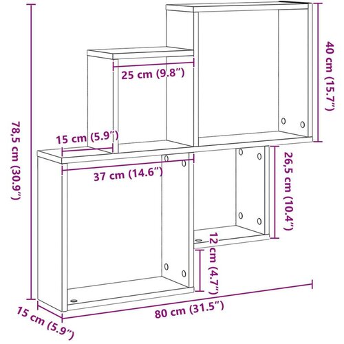 VidaXL zidni ormar Crni hrast 80x15x78 5 cm kvalitetno drvo Slike