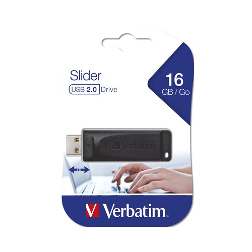 Verbatim 2.0 DRIVE 16GB/SLIDER/BLACK UFV98696/Z usb memorija Slike