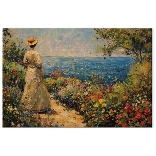  Slika - Nostalgic impression - a pensive woman contemplating 120x80 Premium Print Cene