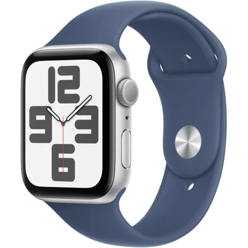 Apple Watch SE (2024) GPS + Cell. 40mm Silver AC, Denim Sport Band - S/M, (MXGF3QCA)