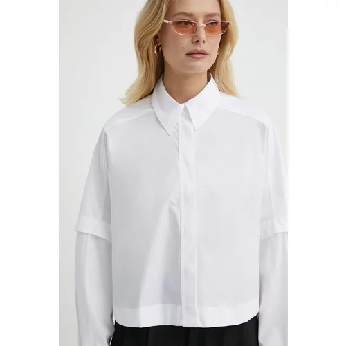 IVY OAK Pamučna košulja za žene, boja: bijela, relaxed, s klasičnim ovratnikom, IO112327