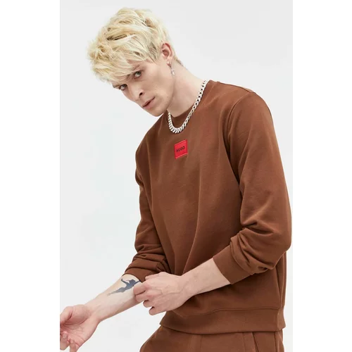 Hugo Bombažen pulover moška, rjava barva