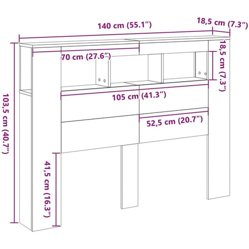 vidaXL LED vzglavje Črn hrast Inženirski les 140 x 18.5 x 40 cm Trajno Cene