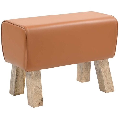  Klupa 60 x 30 x 45 cm Prava koža Smeđa Slike