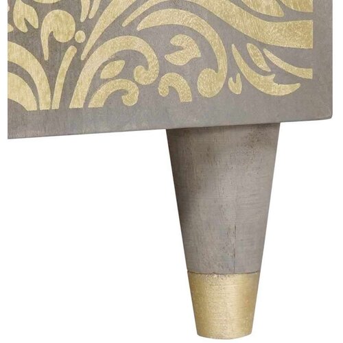 VidaXL Strani &amp;scaron;al Siva in zlata 90 x 33.5 x 75 cm Trden mangov les Slike