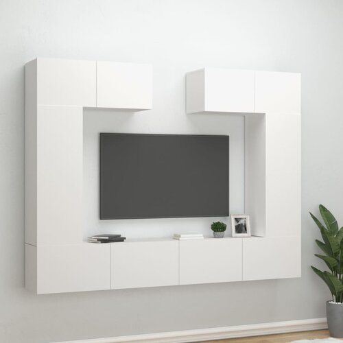 Furnova Komplet TV omaric 6-delni bel inženirski les, (21922887) Slike