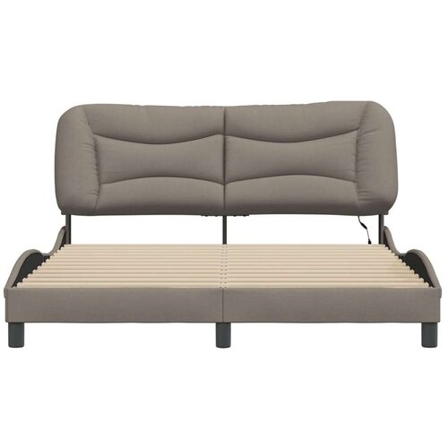  Okvir kreveta s LED svjetlima smeđesivi 160 x 200 cm od tkanine Slike