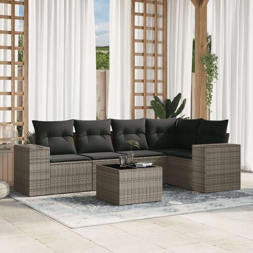 VidaXL 6-dijelni set vrtnih sofa od poliratana s jastucima sivi Slike