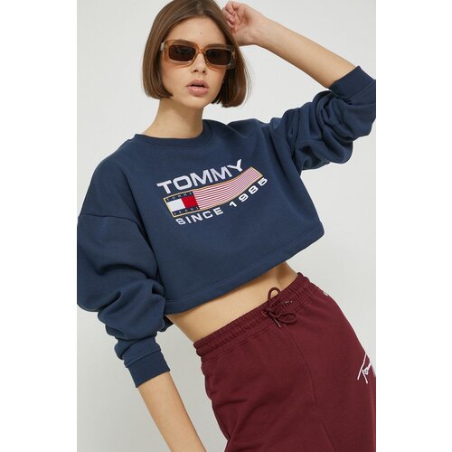 Tommy Jeans bluza ženska, mornarsko modra barva Slike