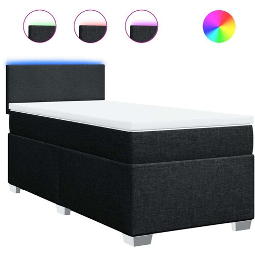 VidaXL Krevet s oprugama i madracem crni 90x200 cm od tkanine Slike