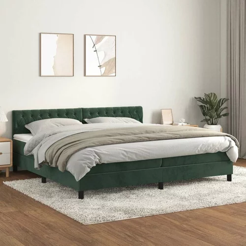  Box spring postelja z vzmetnico temno zelena 200x200 cm žamet, (20901270)