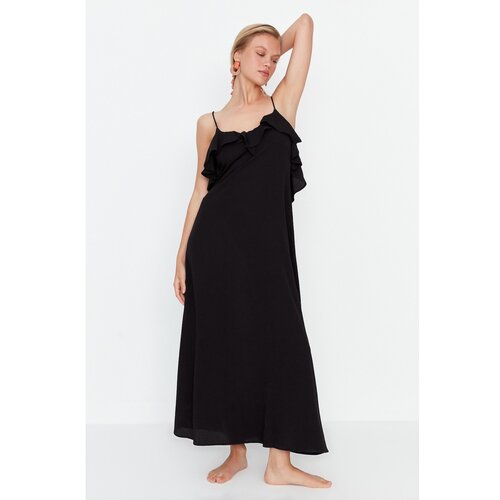 Trendyol Black Straps Flounce Detailed Beach Dress Cene