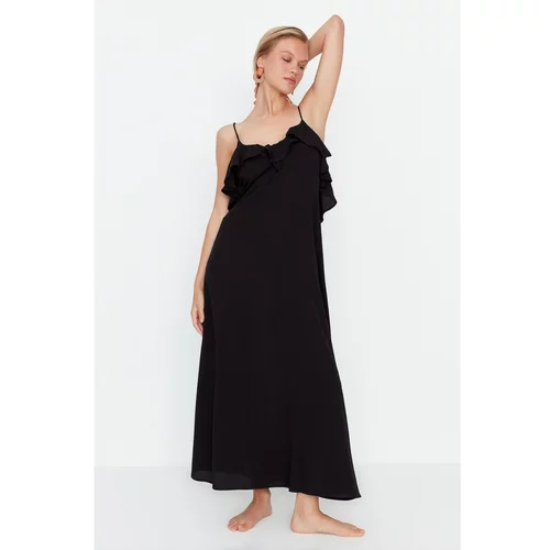Trendyol Black Straps Flounce Detailed Beach Dress