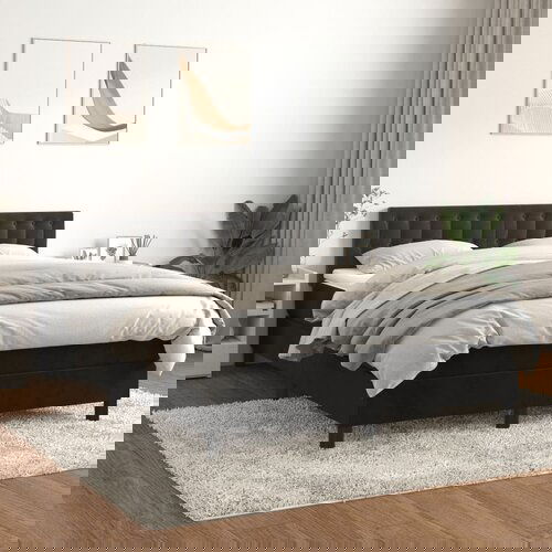 VidaXL Krevet s oprugama i madracem crni 140x200 cm bar&amp;scaron;unasti Slike