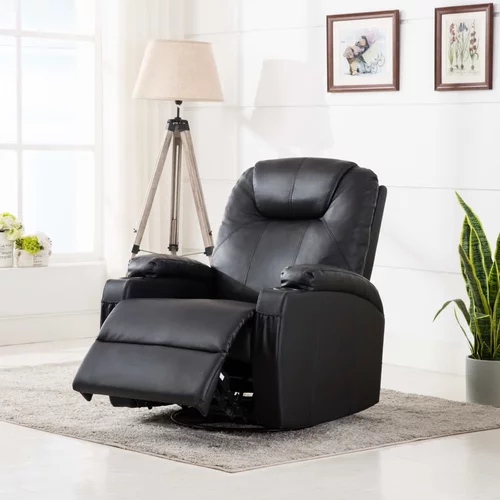 vidaXL električna ljuljajuća fotelja za masažu od umjetne kože crni
