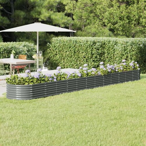 vidaXL Visoka greda iz prašno premazanega jekla 512x80x36 cm siva Cene