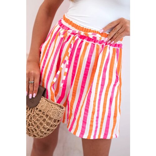 Kesi Włoski Women's Striped Cotton Shorts orange Cijene