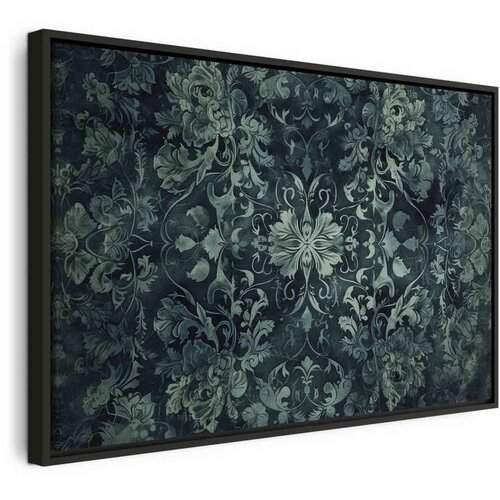  Slika - Oriental Pattern Carpet: Emerald Ornaments and Worn Patterns 120x80 U crnom drvenom okviru Cene