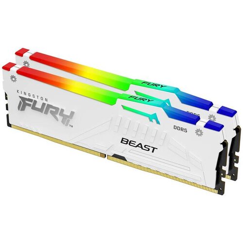 Kingston RAM DDR5 64GB 6000 FURY Beast White RGB EXPO, kit 2x 32GB, CL30, DIMM KF560C30BWEAK2-64 Cene