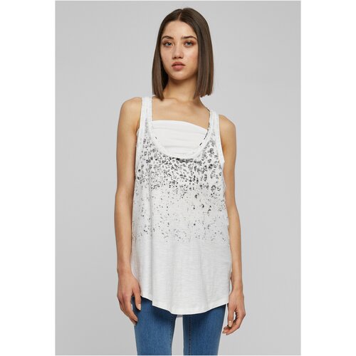 Urban Classics Ladies Long Leo Print Loose Tank wht/blk Slike