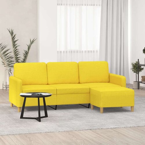 Trosjed s tabureom svjetložuti 180 cm od tkanine Cijene