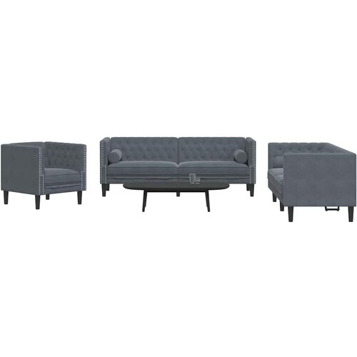  Kauč za dnevni boravak 3 pcs Tamno siva 194 x 74,5 x 70,5 cm Slike
