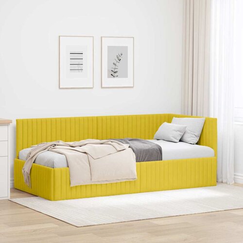 VidaXL Kutni okvir kreveta s uzglavljem Žuta 90 x 200 cm Bar&amp;scaron;un Slike