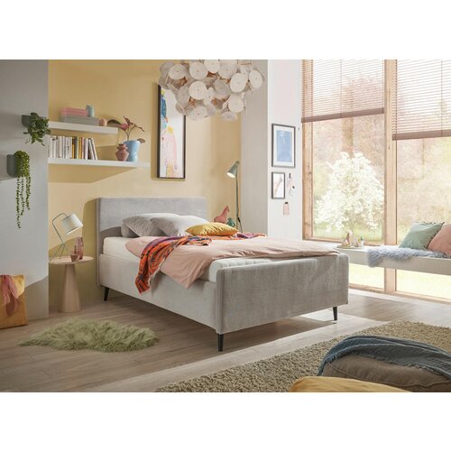 MID.YOU OBLAZINJENA POSTELJA 120 cm x 200 cm , tekstil, leseni material svetlo siva Cene