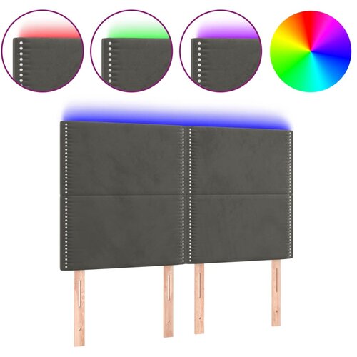 Maison Chic led posteljno vzglavje - vzglavna omarica - nočna omarica temno sivo 144x5x118/128 cm žamet, (21709116) Slike