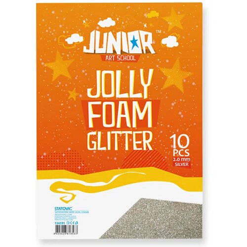 Junior jolly Glitter Foam, eva pena sa &amp;scaron;ljokicama, A4, 10K, odaberite nijansu Srebrna Slike