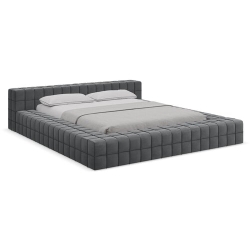 Makamii Tamno sivi tapecirani bračni krevet s podnicom 140x200 cm Akela &amp;ndash; Slike