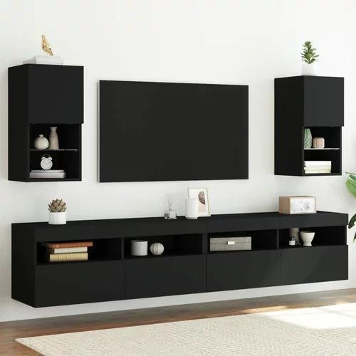 vidaXL TV omarice z LED lučkami 2 kosa črna 30,5x30x60 cm