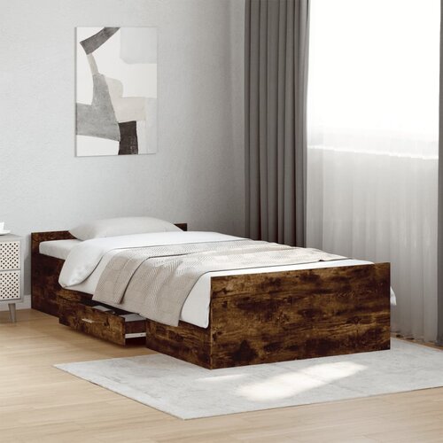 Furnova Posteljni okvir s predali dimljen hrast 100x200 cm inž. les, (21936243) Slike