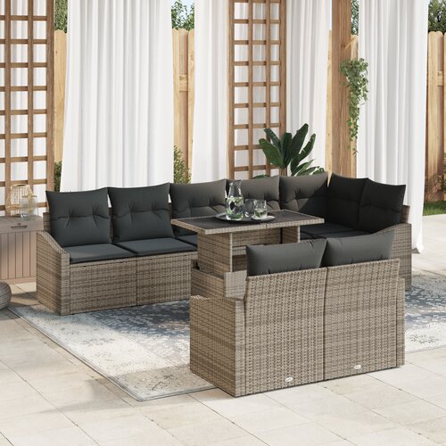 vidaXL 9-delni vrtni sofa set z blazinami, siva poli ratan Cene