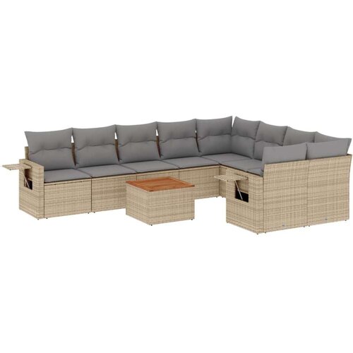 vidaXL 10-dijelni set vrtnih sofa s jastucima bež od poliratana Cijene